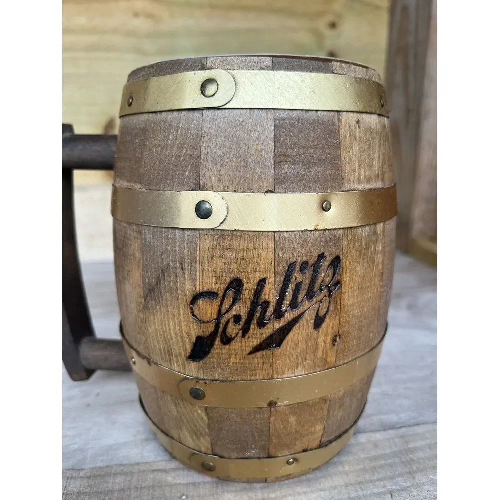 Vintage‎ Schlitz Wood Beer Barrel Mug Keg